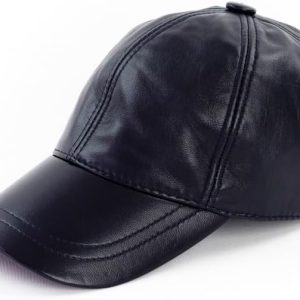 Unisex Genuine Leather Baseball Cap - 100% Lamb Leather Baseball Cap for Men and Women with Adjustable Back Strap