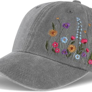 Trendy Embroidered Baseball Cap for Girls Women Men - Adjustable Soft Breathable Hats for Casual Wear